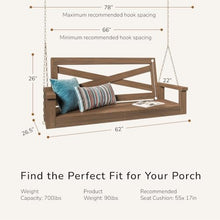 Porchgate Amish Heavy Duty 700 Lb Boardwalk Porch Swing W/Chains (5 Foot, Warm Walnut Stain)
