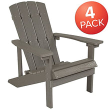 BizChair Poly Resin Adirondack Chair - Gray - All Weather - Indoor/Outdoor - Set of 4