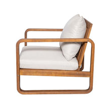 Christopher Knight Home Lewen Acacia Wood Lounge Chair Outdoor Set of 2 with Removable Cushion, Wooden Patio Accent Chair, Patio Garden Comfy Reading Chair, Teak+Beige