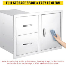 Built-in Outdoor Kitchen Cabinet - Stainless Steel 2-Drawer Storage Cabinet with Waterproof Design for BBQ Grill Stations, Patio Islands & Backyard Kitchens (Includes Accessory & Trash Drawers)