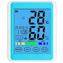 Yuidaaavzz Digital Hygrometer Indoor Thermometer Huty Gauge with Jumbo Touchscreen and Backlight, Temperature Huty Monitor Indoor Thermometer (Color : Green) (Blue)