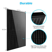 SUNGOLDPOWER 2pcs 370W Solar Panels Monocrystalline, Grade A Solar Cell, Waterproof IP68, High Efficiency Solar Panel On/Off Grid Supplies for Charging Station, Household, Marine, RV, Tiny House,Black