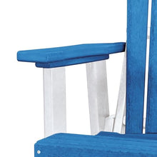 Outdoor Escape Blue Double Glider with Center Table, Blue White, Heavy Duty Polyethylene Patio Bench, Durable Outdoor Furniture