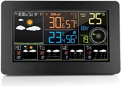 SHANBOYU Professional Weather Station with Outdoor Sensor, Wireless Weather Station with Weather Forecast, Color Display Digital Weather Thermometer, Calendar and Adjustable Backlight