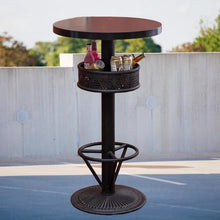 JOSOGO Retro Industrial 3-Piece Bar Table and Stools Set, Round Pub Table with Storage Basket + 2 Swivel Wood Bar Stools, Vintage Bistro Table Set for Home Bar, Kitchen, Patio, Cafe(Table)