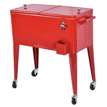 Red Patio Portable Chest Cooler Cart Party Outdoor Ice Beer Beverage Container Box 80 Quart with Ebook