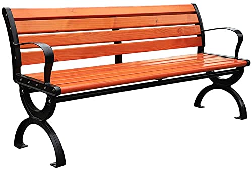 KYTGFH Garden Benches, Patio Bench Park Bench Outdoor Conversation Couch, Garden Terrace Benches, Outdoor Park Benches with Backrest Armrests, Outdoor Anticorrosive Wood Cast Iron Benche,120cm