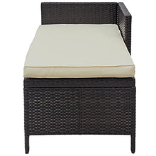 DUYHBAWRS 3 PCS Outdoor Patio Rattan Furniture Set Include 1 Sofa Lounge Coffee Table with Beige Cushions