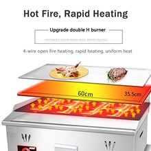 Gas Griddle LPG Commercial Stainless Steel Heavy Duty Restaurant Outdoor Griddle Gas Baking Plate Burger Grill Smooth Double Burners, 2800PA, for BBQ Cooking Steak, Eggs, Pancakes,720