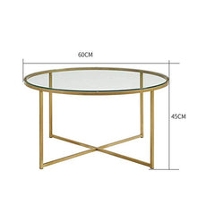 GAAHRQQQ End Tables Round Coffee Table Tempered Glass + Gold Iron e Living Room Side Table Sofa Table Balcony Garden Leisure Table 23.6''x17.7''