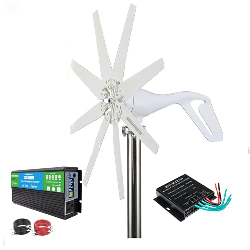 17000W Noiseless Vertical Wind Turbine Generator Kit, 12V 24V 48V 220V Small Maglev Three Phase AC Vertical Wind Turbine (With MPPT Controller),12v