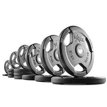 XMark Combo 275 lb Rubber TRI-GRIP Olympic Weight Plates with 7 ft VOODOO Bar