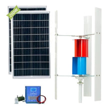 1000W 12V/24V Wind-solar Complementary Power Generation System 2*100W Solar Panel+800W 12V/24V Wind Turbine Generator +intelligent Controller+2000W Inverter Vertical Axis Wind Turbine Kit(12V)
