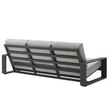 Modway Lirienne Aluminum Outdoor Sofa in Light Gray Gray - Weather-Resistant Modern 3-Seater Patio Couch with Removable Cushions