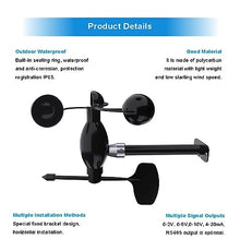 JRCKJPJAZ Integrated Weather Station Wind Speed and Direction Sensor Agricultural Environment Measurement 360 ° for Environmental Protection(4-20ma Output,Model 3)