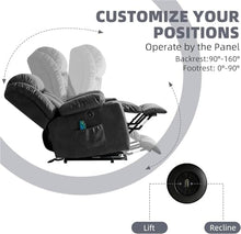 HTERWQEA Power Lift Recliner Chair for Elderly with Heat and Massage, PU Leather Electric Reclining Sofa, Remote Control, USB Charging Port, Cup Holders, Side Pockets, Black