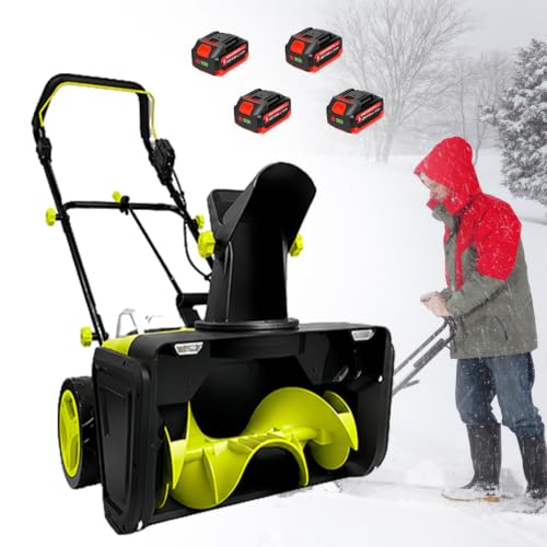LURECAQING 3500W Cordless Electric Snow Blower, 40V Lithium Battery,20" Path, 10" Depth, 25ft Max Throw, LED Lights, 180° Adjustable Chute,Two-Step Safety Activation, Suitable for Home 4Batteries