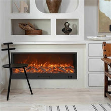 Fireplaces Heater, Realistic Flame Recessed Fireplac for Home and Office Decor Black(Large)