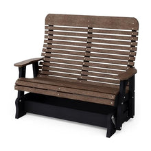 Wildridge Signature Double Glider, Tudor Brown and Black - Outdoor Weather Resistant Recycled Plastic Furniture for Patio