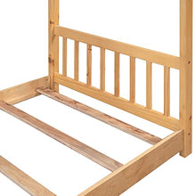 Generic Roof House Platform Bed Frame with Headboard & Footboard Twin Natural