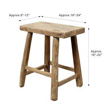 Artissance Rustic Wooden Stool – Handmade Reclaimed Wood Stool, Vintage Farmhouse Rectangular Stool with Thick Top, Natural Finish, Short Sitting Stool 16–24 Inch Wide Decorative Accent Furniture