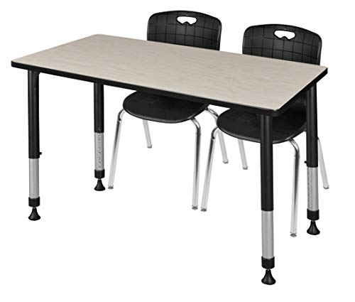 Regency Kee Height Adjustable Classroom Table Set with 18" Andy Chairs Maple/Black