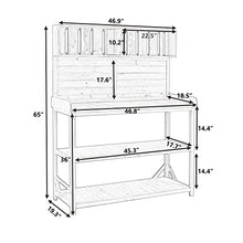 AMNOOL 65 Inch Large Wooden Farmhouse Antique Outdoor Potting Bench Patio Work Station Garden Potting Bench with 4 Storage Shelves and Side Hooks for Garden Patio Backyard, Green