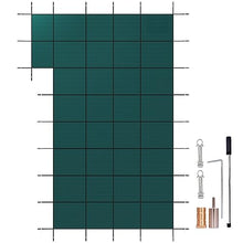 WACTO Rectangular Winter Pool Cover with Right Step, Triple Stitched Mesh, Fits 20x40 ft - Green