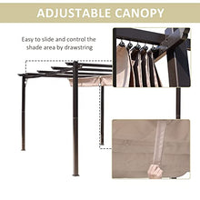 Outsunny 10' x 13' Aluminum Patio Pergola with Retractable Canopy Charcoal Gray