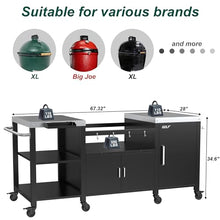 GDLF Outdoor Grill Table for XL Big Green Egg, Metal Grill Cart