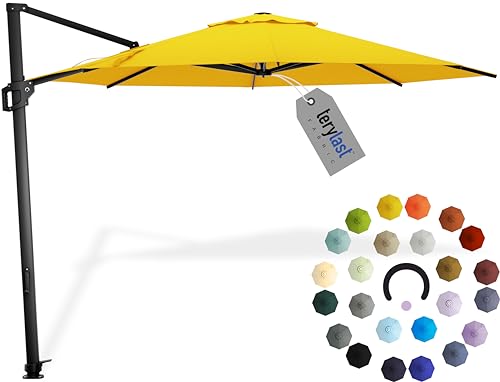 Midtown Umbrellas 10 Ft Outdoor Cantilever Patio Umbrella Black Frame Terylast Sunflower