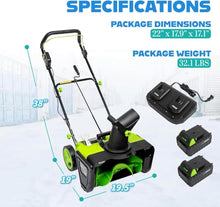 Cordless Snow Shovel 50cm Clearing Width,7.6m Throw,Led Lights,for Driveways and Walkways