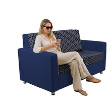 FDP Outdoor Modular Club Sofa Featuring Sunbrella Fabric - Weather-Resistant, Fade-Resistant, Assembled Patio Furniture with Cover Included for Backyard, Poolside Seating - Indigo/Canvas Navy