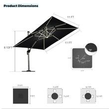 OROTLECT 11 Feet Double Top Deluxe Solar Powered LED Square Patio Umbrella with Steel Plate Base