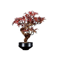 YXIANG56Q Fake Plants Artificial Red Maple Potted Plants Fake Green Plants Bonsai Zen Decoration Exhibition Hall Space Tea Room Study Room Shopping Mall Restaurant Bonsai Tree