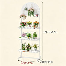 3 Tier Metal Plant Stand With Pegboard, Floor Display Rack For Indoor