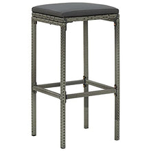 GPWERSDF 7 Piece Patio Bar Set with Cushions Poly Rattan Gray