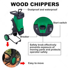 Wood Chipper, Garden Shredder with Dual Feeding Inlets,50L Collection Bag