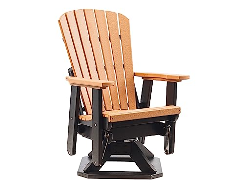 EcOasis Grand Lake Amish Crafted Poly Outdoor Adirondack Swivel Glider (Cedar on Black)