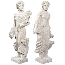 Design Toscano Flora and Proserpina Outdoor Garden Statues Set of Two 44 inch Antique Stone