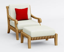 WholesaleTeakFurniture Giva 2 Piece Teak Wood Lounge Chair Set: Lounge Chair & Ottoman with Cushions in Outdoor Sunbrella Fabric #5404 Canvas Natural