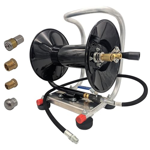 Ultimate Washer Sewer Jetter Hose Reel Kit, 200 FT of 1/8" Hose, 4000 PSI
