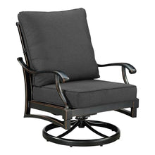 Oakland Living Pair of Black Aluminum Patio Deep Seating Swivel Rocker Club Chairs with Black Cushions