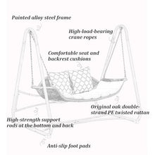 Patio Swing Chair with Galvanized Steel Frame, Porch Swing with Silent and Non-Slip Foot Pads & High Load-Bearing Crane Rope, for Backyard, Lawn, Porch, Garden