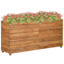 Heofavd Wooden Raised Bed 59.1"x15.7"x28.3" Recycled Teak Wood Garden Planter with Adjustable Steel Rack Large Flower Box for Living Room Balcony Patio and Backyard