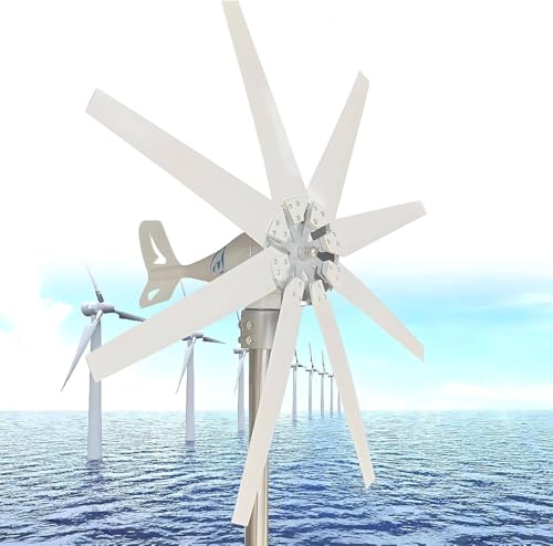 GTANND Efficient Wind Turbine Generator,with 8 Blades Vertical Axis Wind Turbines Generator Kit with Solar Wind Hybrid Controller,for Household Power Supply, Road Infrastructure 3000W-12V