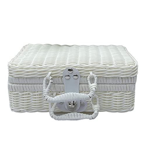 Small Picnic Basket Suitcase Woven Storage Basket Rattan Storage Case Woven Wicker Rattan Picnic Laundry Baskets Home Storage (Color : 2) (1)