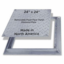 Best 24” x 24” Removable Flush Floor Access Panel, Reinforced Aluminum Diamond Plate Floor Access Door Secured with 1/4" x 1" Flat Head Screws, Non-Hinged Floor Panel, Mill Finish, BA-FD-8060