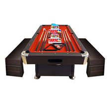 SIMBASHOPPING USA 8' Feet Billiard Pool Table Vintage Red with Benches Brown & Red