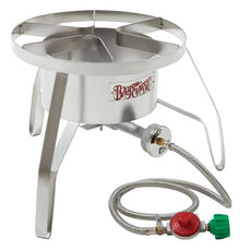 Bayou Classic Stainless Steel Turkey Fryer Kit ~ 32 Quart Turkey Fryer Pot - High Pressure Patio Stove with Windscreen